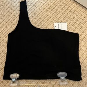 once shoulder crop top